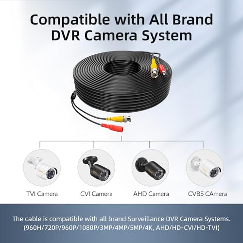 ABLEGRID® 4 Pack 100ft bnc Video Power Cable Security Camera Cable Wire Cord for CCTV dvr Surveillance System (Included 2X BNC to RCA connectors with Each Cable) - Image 2