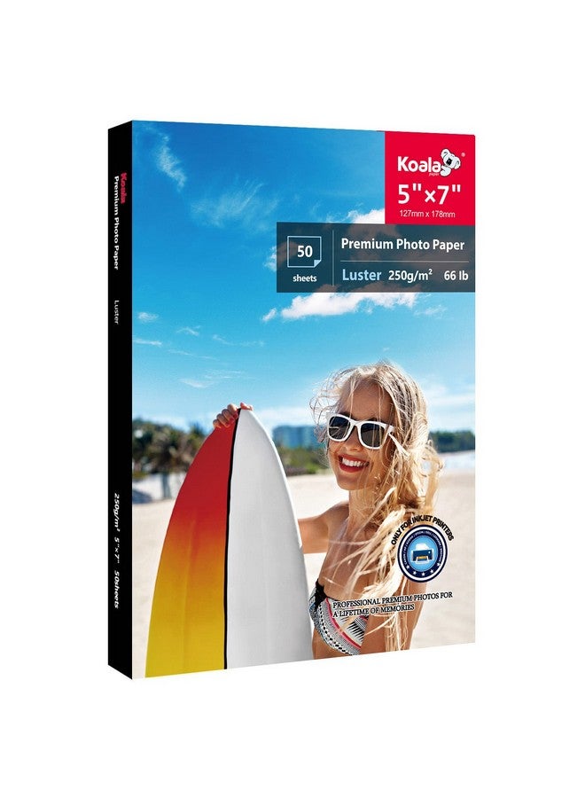 كولا بيبر ورق صور فاخر من Koala مقاس 5X7 في ورق طابعة صور لامع للطابعة النافثة للحبر ومقاوم للماء وناعم اللمعان 66 رطل 50 ورقة - Image 1