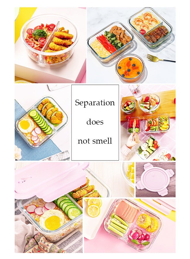 DUNISO عبوتان زجاجيتان دائريتان لتحضير الوجبات، علبة غداء محمولة ومقاومة للتسرب، صناديق قفل متينة للحفاظ على الط freshness مع حقيبة معزولة، أدوات مائدة مناسبة للأطفال والبالغين، 660 مل - Image 4