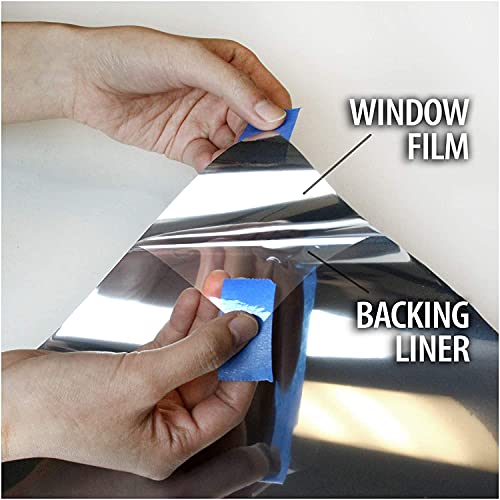 SUNBIRD One Way Mirror Film Daytime Privacy Heat Control Reflective Glass Covering Anti UV Solar Film Static Cling House Window Tint II Silver (20 X 38 Inches) - Image 5