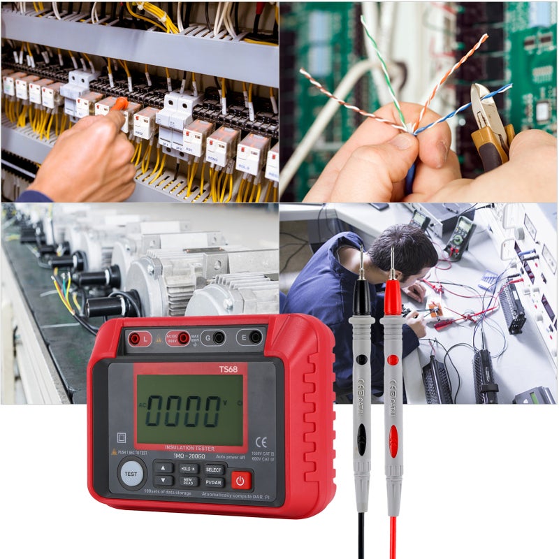Digital Insulation Resistance Tester Red & Grey: Automatic Voltage Release High Stability Reliability - 5 Adjustable Output Voltages 10-600V AC/DC Measurement Digital Megohmmeter Resistor for Electric - Image 4