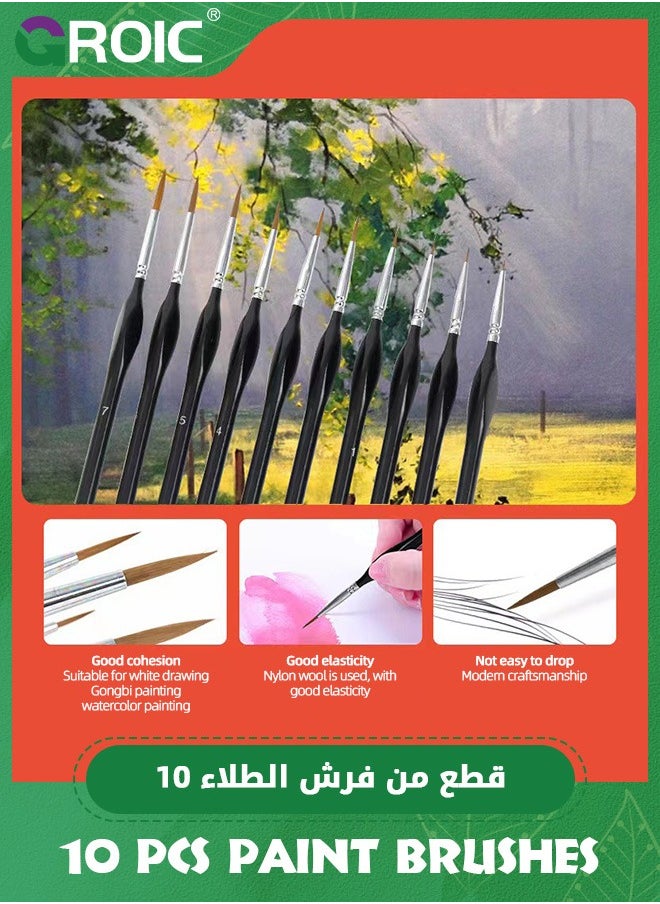 GROIC - Miniature Paint Brushes,10Pcs Small Fine Tip Paintbrushes, Micro Detail Paint Brush Set, Triangular Grip Handles Art Brushes,Thin Paint Brushes, Tiny Paint Brushes, Micro Paint Brush - Image 1
