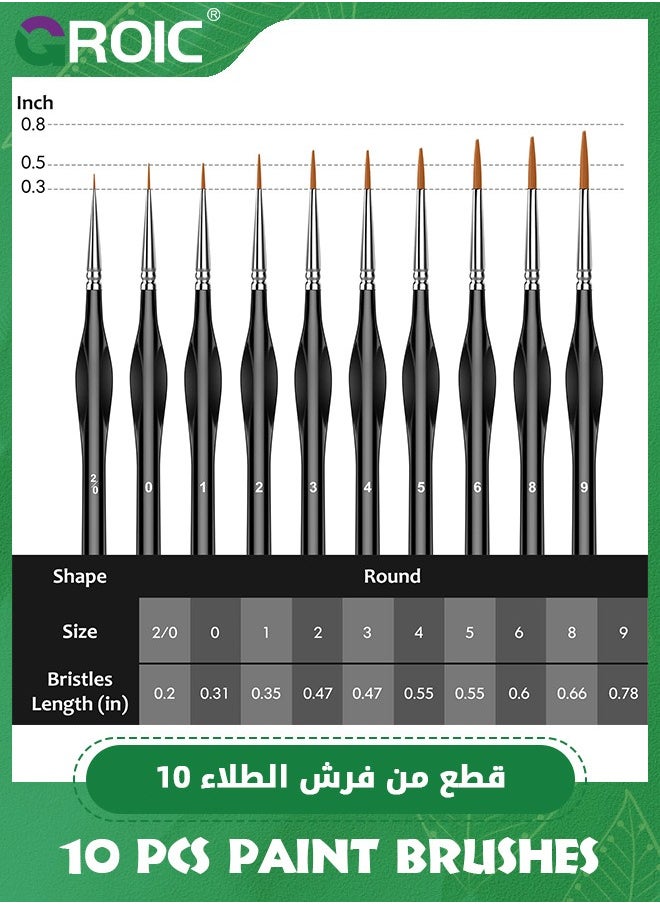 GROIC - Miniature Paint Brushes,10Pcs Small Fine Tip Paintbrushes, Micro Detail Paint Brush Set, Triangular Grip Handles Art Brushes,Thin Paint Brushes, Tiny Paint Brushes, Micro Paint Brush - Image 1