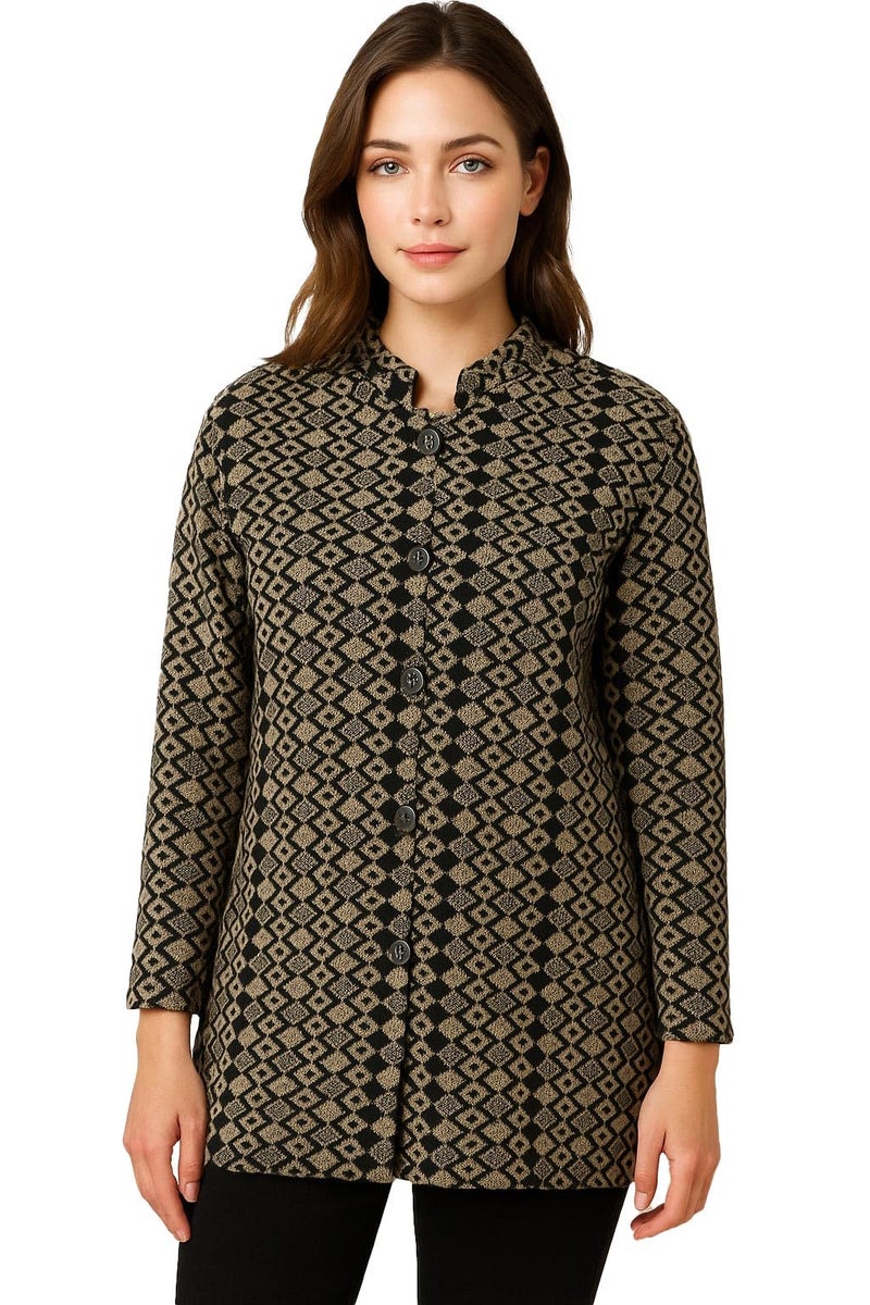 Pivl Womens Winter Season Ban Neck Full Sleeves Sweater/Cardigan-BLACK-2XL - Image 1