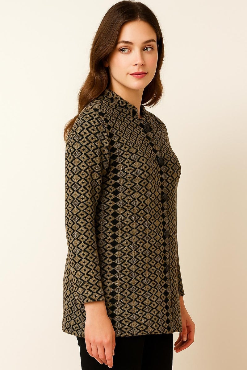 Pivl Womens Winter Season Ban Neck Full Sleeves Sweater/Cardigan-BLACK-2XL - Image 3