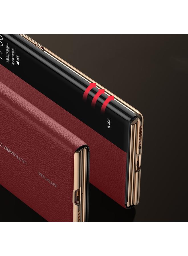 اس-توب جراب لهاتف Huawei Mate XT بتصميم Ultimate Window View مصنوع من الجلد الطبيعي المطلي بالكهرباء - Image 4