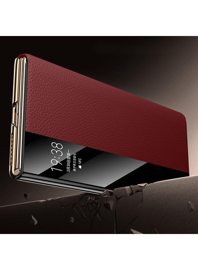 اس-توب جراب لهاتف Huawei Mate XT بتصميم Ultimate Window View مصنوع من الجلد الطبيعي المطلي بالكهرباء - Image 3