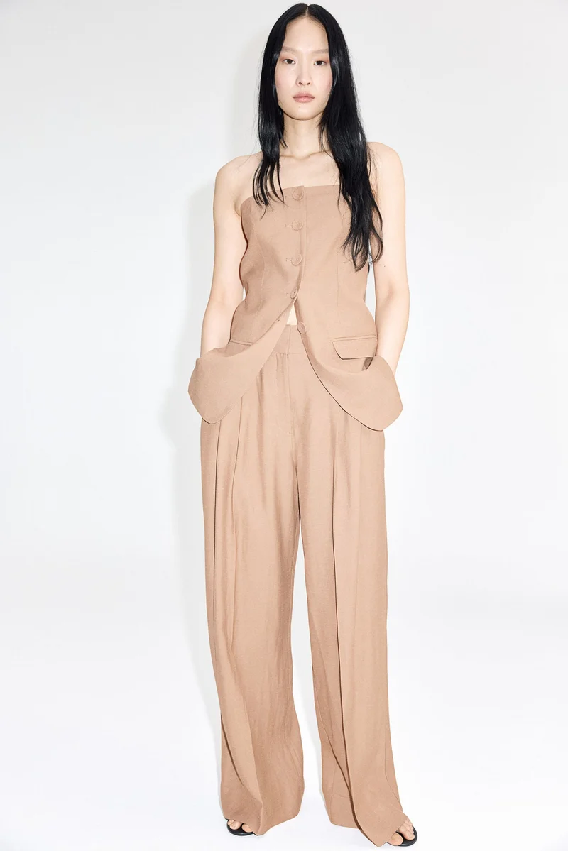 H&M Wide linen-blend trousers