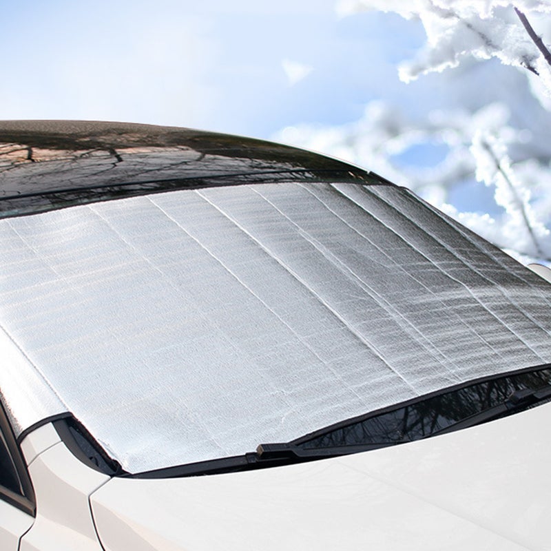 2Pcs Universal Winter Snow Shield Snow and Frost Protection Car Front Shield Glass Sun Shield Silver - Image 5