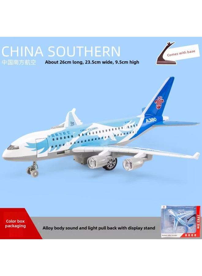 Simulation A380 China Southern Airlines Alloy Aircraft Children's Voice Ornaments Toy Model Acousto-optic Huili Passenger Aircraft Wholesale-Color:Large Color Southern Airlines - Image 1