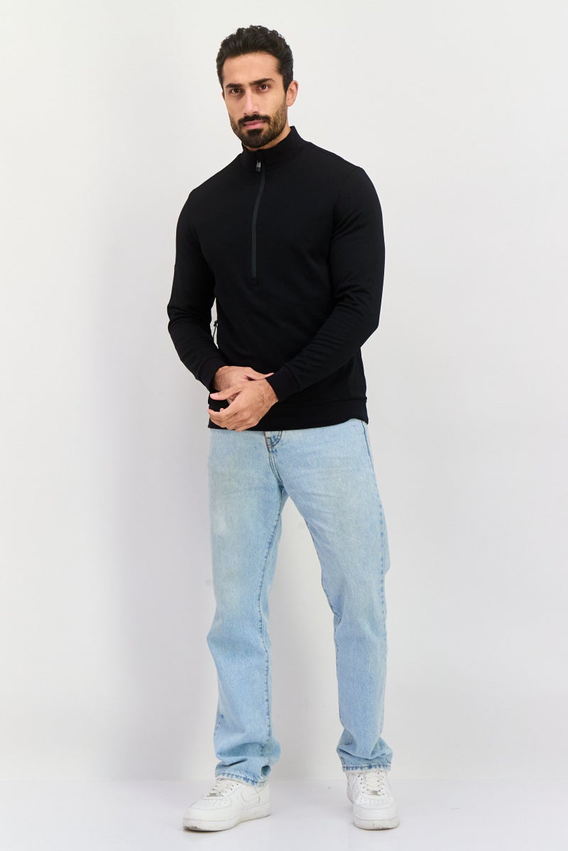 Lyle & Scott Men Mock Neck Long Sleeves Solid Sweatshirt, Black  - Image 4