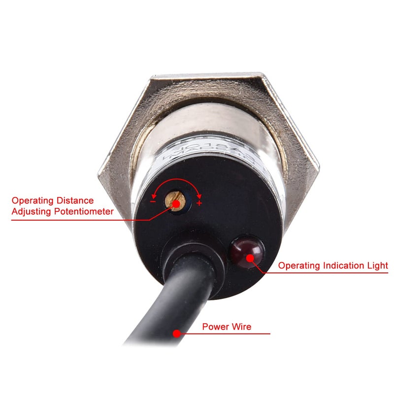 Heschen M18 Capacitive Proximity Sensor Switch, Non-Shield Type, LJC18A3-B-Z/CX, Detection 10mm, 10-30VDC 200mA, NPN NO+NC, 4 Wires - Image 4