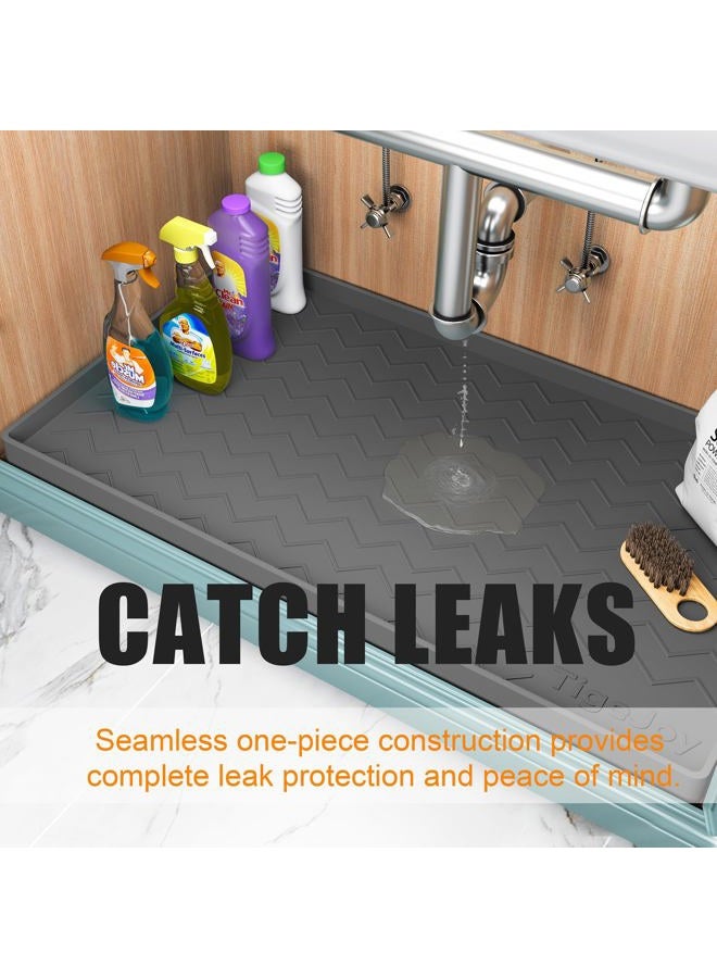 TigeJoy 40" x 19" Under Sink Mats for Kitchen Waterproof, Leak-Proof Silicone Mat Sink Protector and Cabinet Liner, Kitchen Essentials Organizer and Storage, Boot or Shoe Tray, Pet Feeding Mat - Image 5