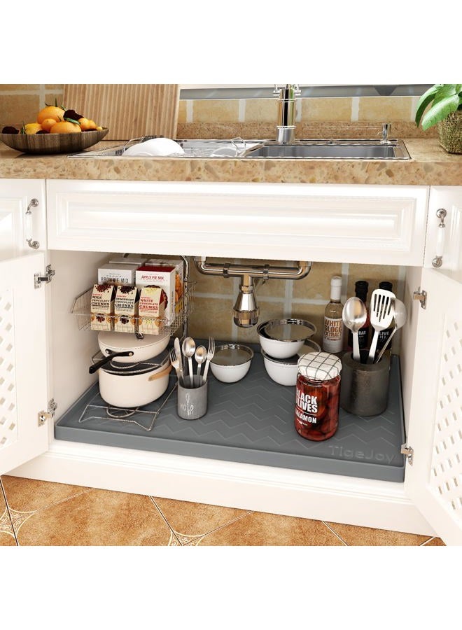 TigeJoy 40" x 19" Under Sink Mats for Kitchen Waterproof, Leak-Proof Silicone Mat Sink Protector and Cabinet Liner, Kitchen Essentials Organizer and Storage, Boot or Shoe Tray, Pet Feeding Mat - Image 3