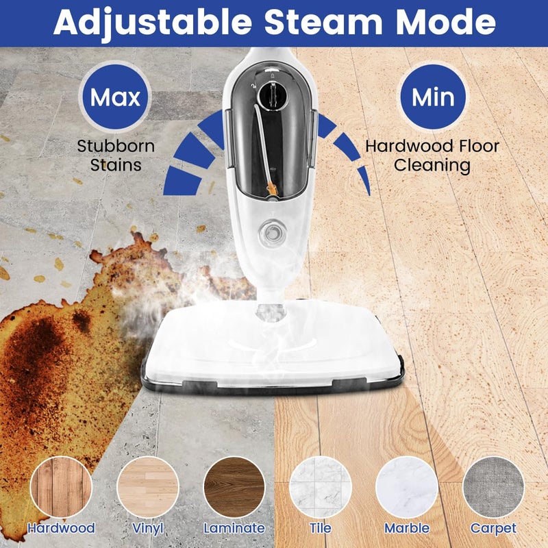 Nmuxyro Steam Mops for Floor Cleaning, 10-in-1 Multipurpose Deep Steam Cleaner Mop for Home, Floor Steamers for Hardwood and Tile, Vinyl, Laminate, Carpet, Hard Floors with Attachments - Image 4