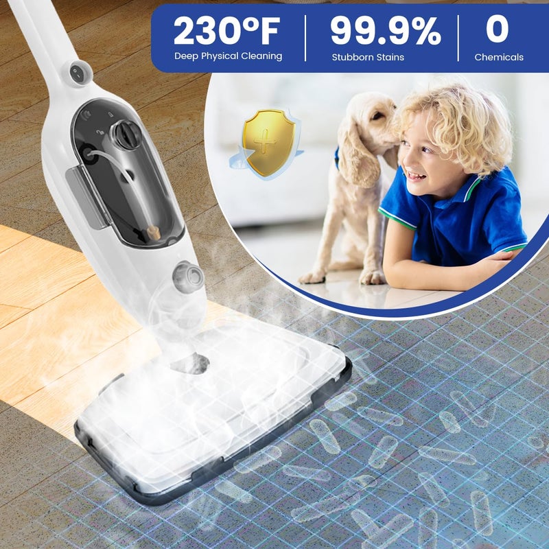 Nmuxyro Steam Mops for Floor Cleaning, 10-in-1 Multipurpose Deep Steam Cleaner Mop for Home, Floor Steamers for Hardwood and Tile, Vinyl, Laminate, Carpet, Hard Floors with Attachments - Image 2