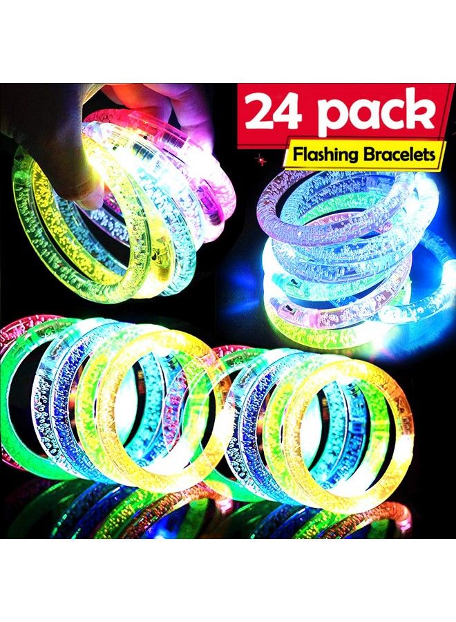 AMENON 24 Pack Glow In The Dark Led Bracelets 4Th Of July Party Supplies Favors Flashing Light Up Bracelet Glow Sticks Party Toys Neon Party Accessory Birthday Carnival July 4Th Party Game Gifts - Image 1