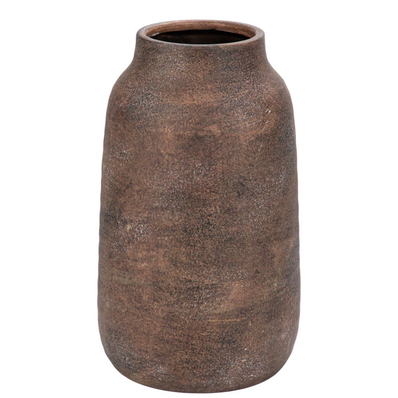 Briful 9.6in Large Rustic Brown Ceramic Vase Vintage Farmhouse Flowers Vase Shabby Terra Cotta Vase  Antique Pottery Decorative Pampas Vase for Home Office Table Shelf Mantel Porch Decorations - Image 1