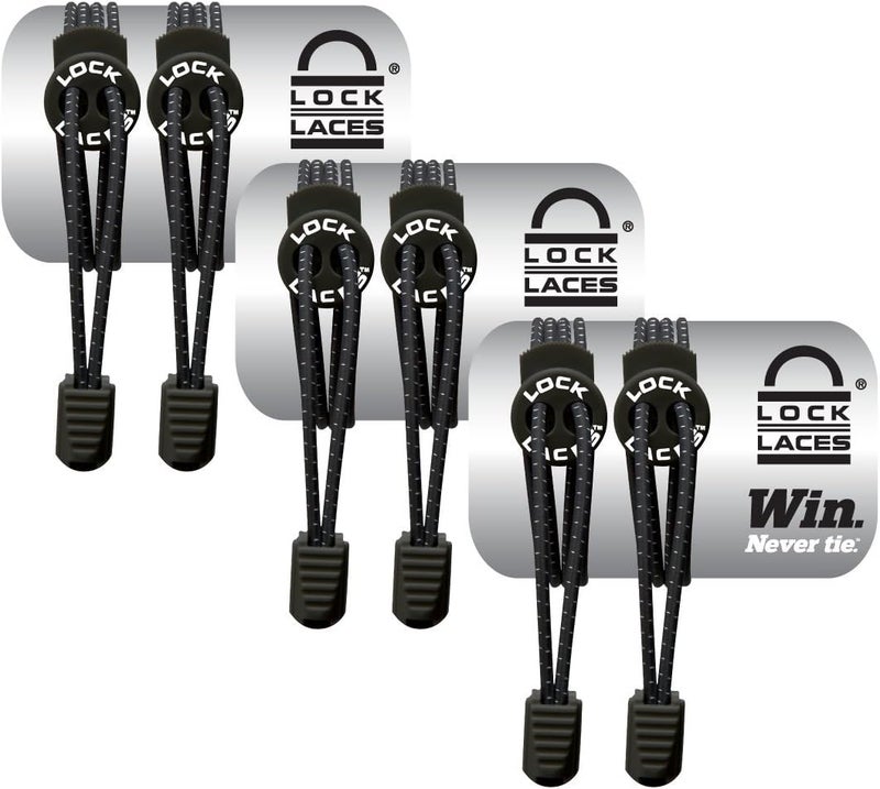 LOCK LACES Elastic No Tie Shoe Laces (Multipacks) One Size Fits All, for Kids and Adults, Elastic No Tie Shoe Laces - Image 1