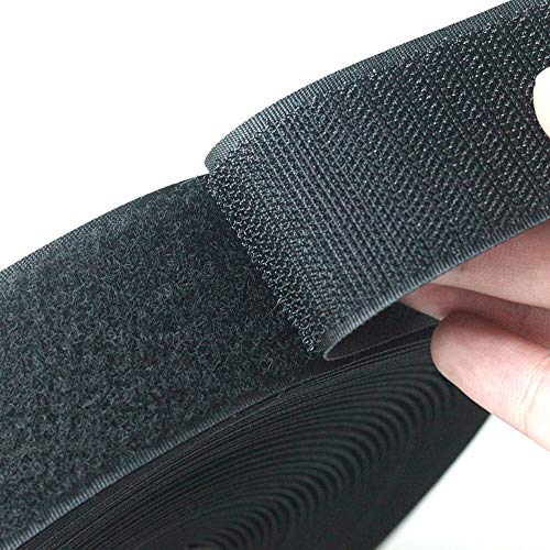 LLPT Sew On Hook and Loop Tape Extra Industrial Strength Nylon Fabric 1 Inch x 33 Feet Each Roll No Adhesive Hook Loop Strip for Sewing on DIY Cloth Shoe Curtain Bag Sport Gears Color Black (NHTB33) - Image 2