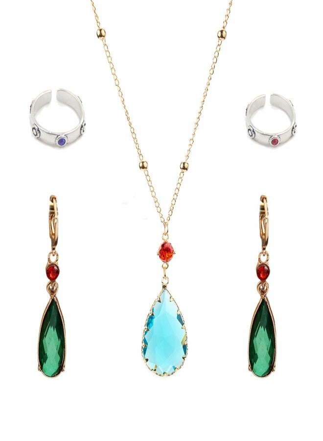 RAINDEWLL Howl's Earrings Necklace Ring Set Anime Cosplay Jewelry Set - Image 1