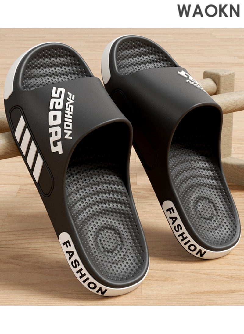 دبليو أيه أو كي أن نعال رجالية سوداء: نعال مسطحة مريحة وخفيفة الوزن للمنزل، للاستحمام، للشاطئ، وللاستخدام اليومي. مقدمة مفتوحة مانعة للانزلاق، ونعل مطاطي ناعم يضمنان السلامة والراحة. تصميم كلاسيكي سهل الارتداء، يناسب الاستخدام الداخلي والخارجي، وحتى في الحمامات - متعدد الاستخدامات لجميع احتياجات الارتداء اليومية، يجمع بين الراحة والعملية. - Image 5