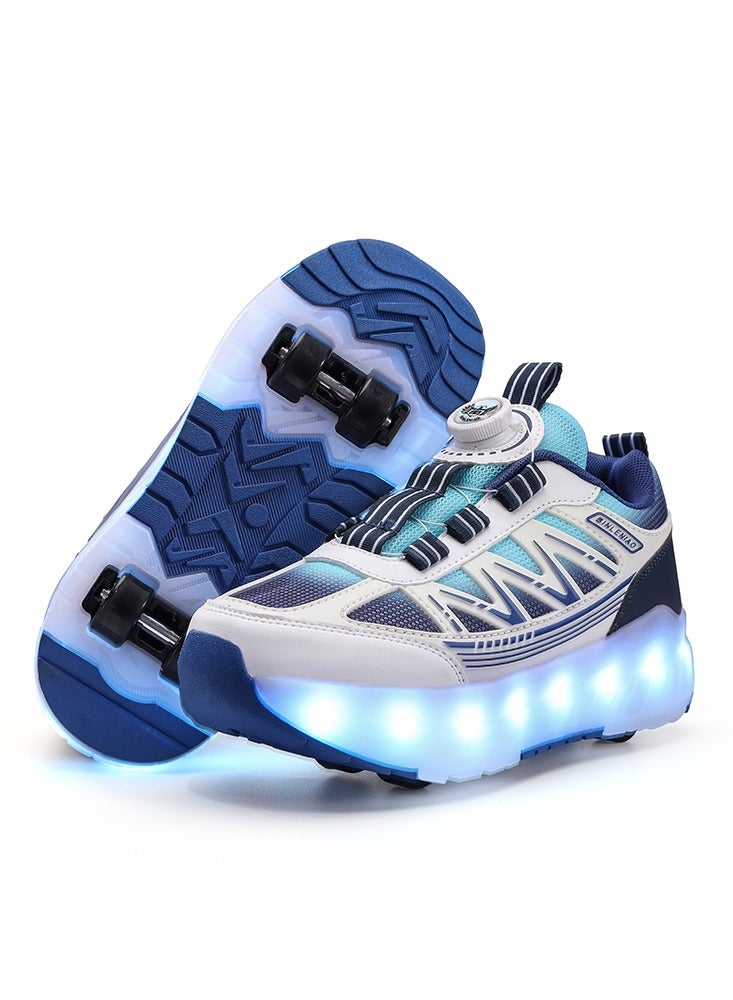 Roller Skates 4 Wheels Shoes for Kids New Upgrade Skates Sneakers LED Light Up Rechargeable Sport Sneaker for Boys Girls Beginner More Balanced - Image 1