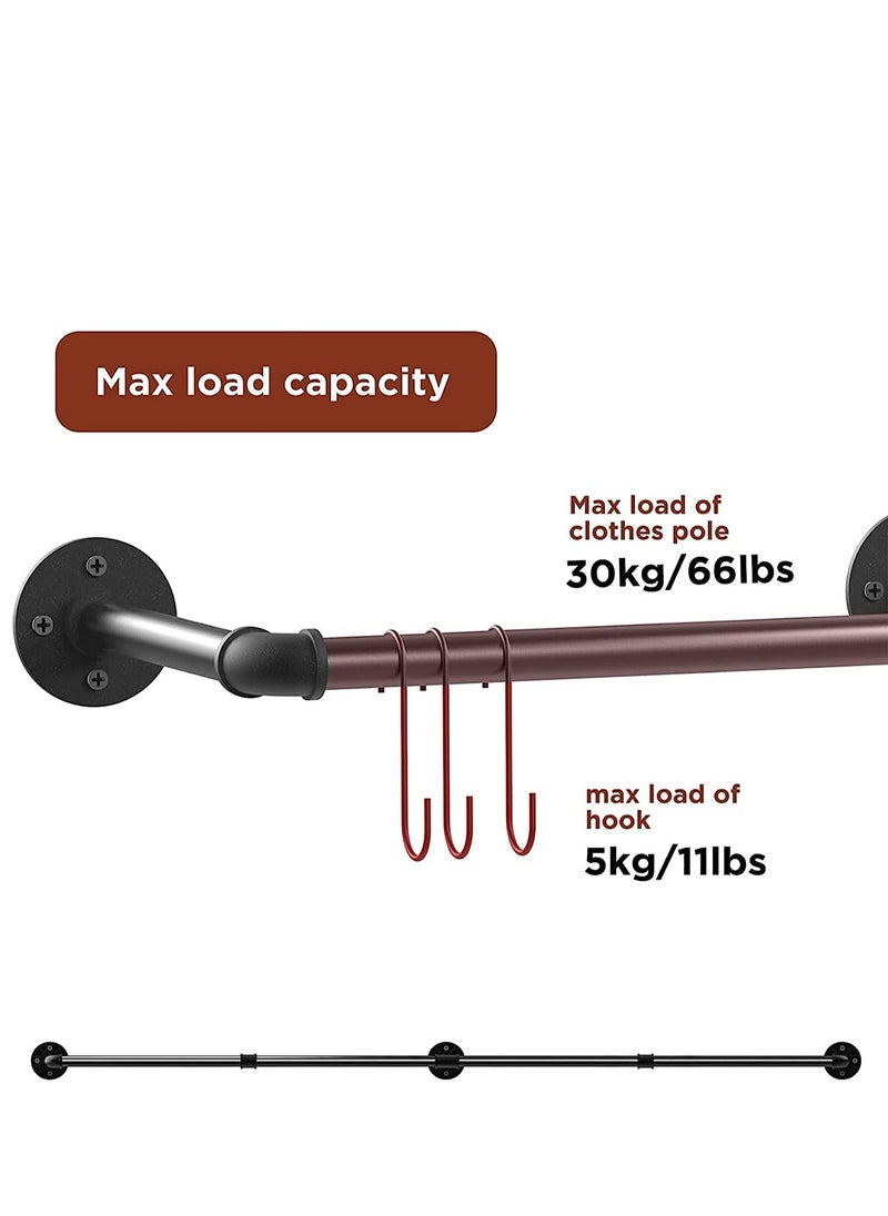 Arabest - Industrial Pipe Clothes Rack: Wall Mounted Hanging Bar 180CM Metal Clothing Pipe Rod Heavy Duty Clothing Storage Rail for Closet Laundry Wardrobe Room Clothes Store - Image 1