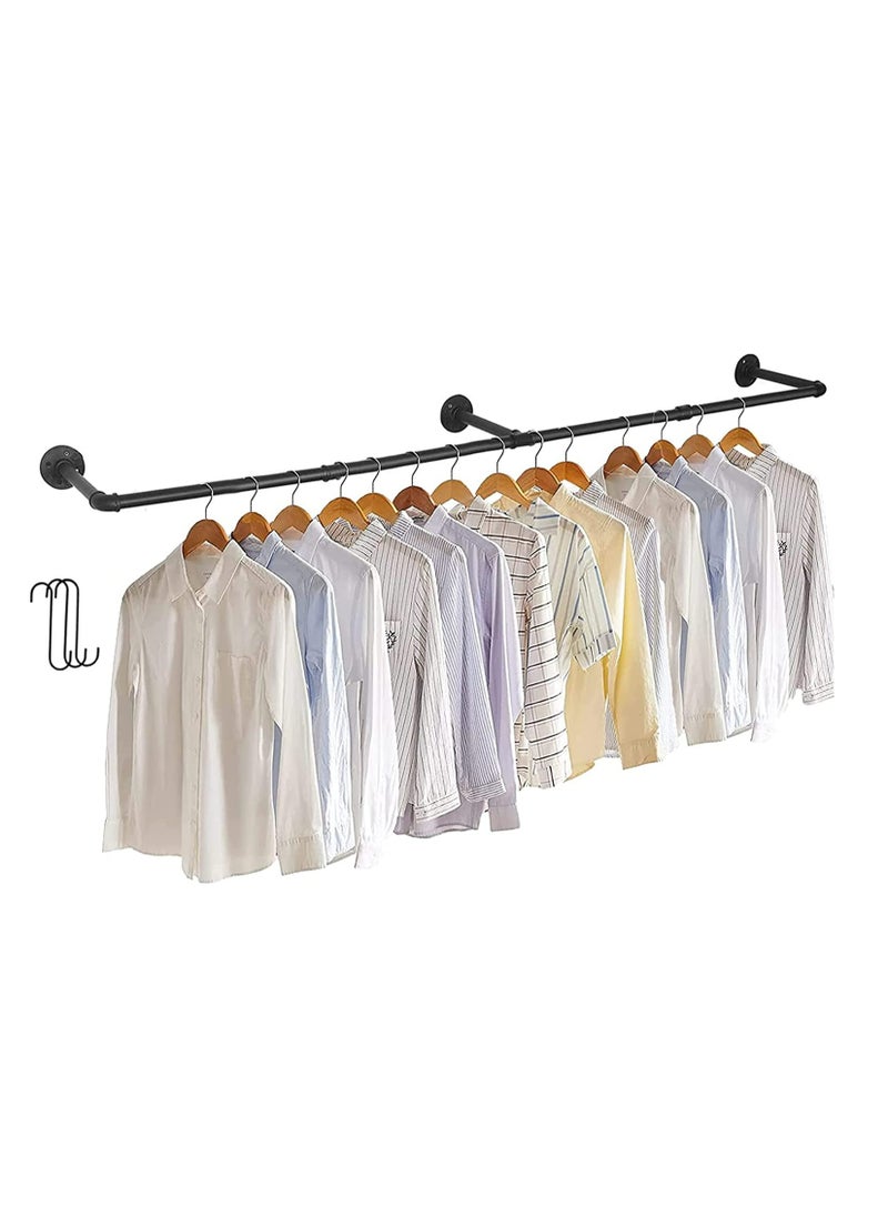 Arabest - Industrial Pipe Clothes Rack: Wall Mounted Hanging Bar 180CM Metal Clothing Pipe Rod Heavy Duty Clothing Storage Rail for Closet Laundry Wardrobe Room Clothes Store - Image 1