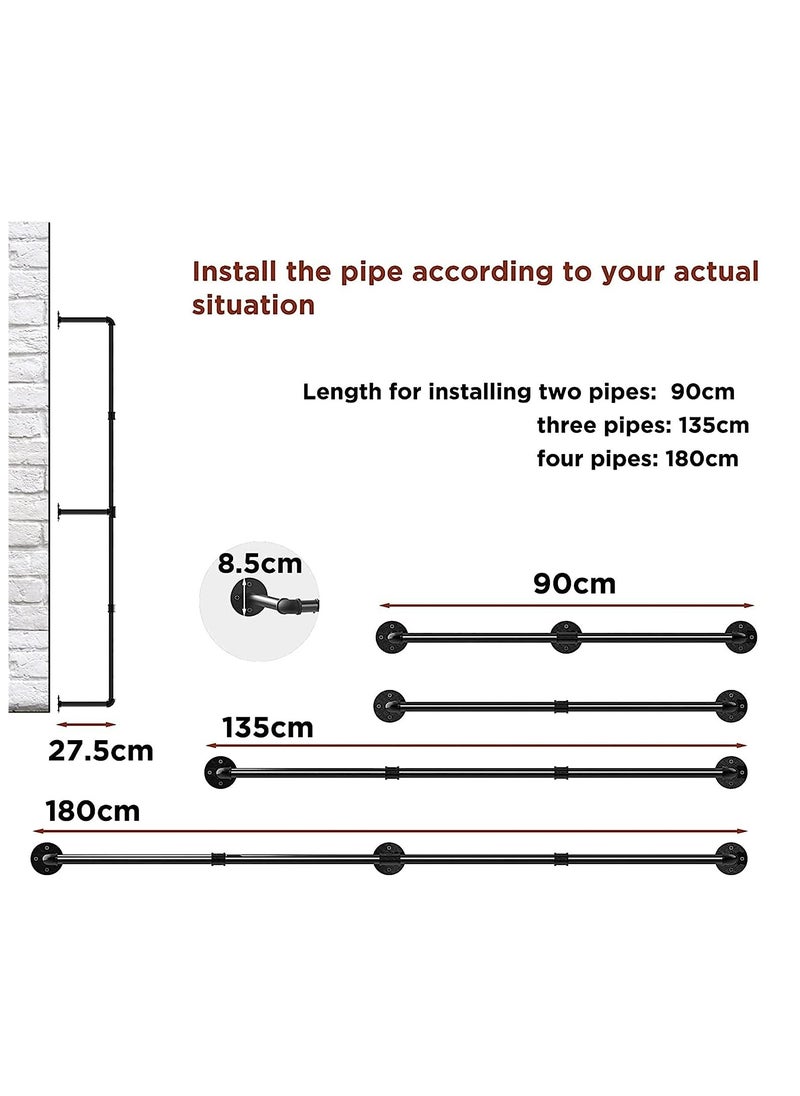 Arabest - Industrial Pipe Clothes Rack: Wall Mounted Hanging Bar 180CM Metal Clothing Pipe Rod Heavy Duty Clothing Storage Rail for Closet Laundry Wardrobe Room Clothes Store - Image 1