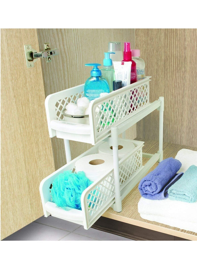 RollsTimi  Portable 2-Tier Basket Drawer White 15x13x5.75inch - Image 5