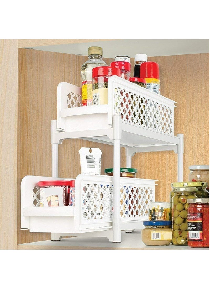 RollsTimi  Portable 2-Tier Basket Drawer White 15x13x5.75inch - Image 2