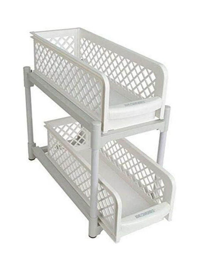 RollsTimi  Portable 2-Tier Basket Drawer White 15x13x5.75inch - Image 1