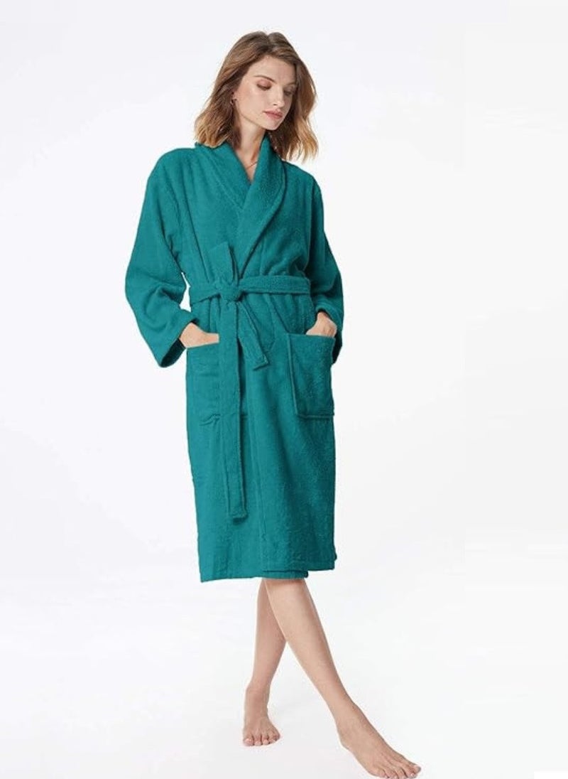 Blueberry Peacock Green Colour Plush And Absorbent Unisex  Bathrobe XL Size  - Image 1