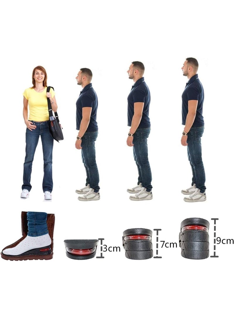 نعل زيادة الطول القابل للتعديل للرجال والنساء، 4 طبقات هوائية لرفع الكعب حتى 9 سم، حشوات داخلية مريحة لزيادة الطول بثقة، امتصاص الصدمات وتهوية عالية للحفاظ على راحة القدم طوال اليوم - Image 5