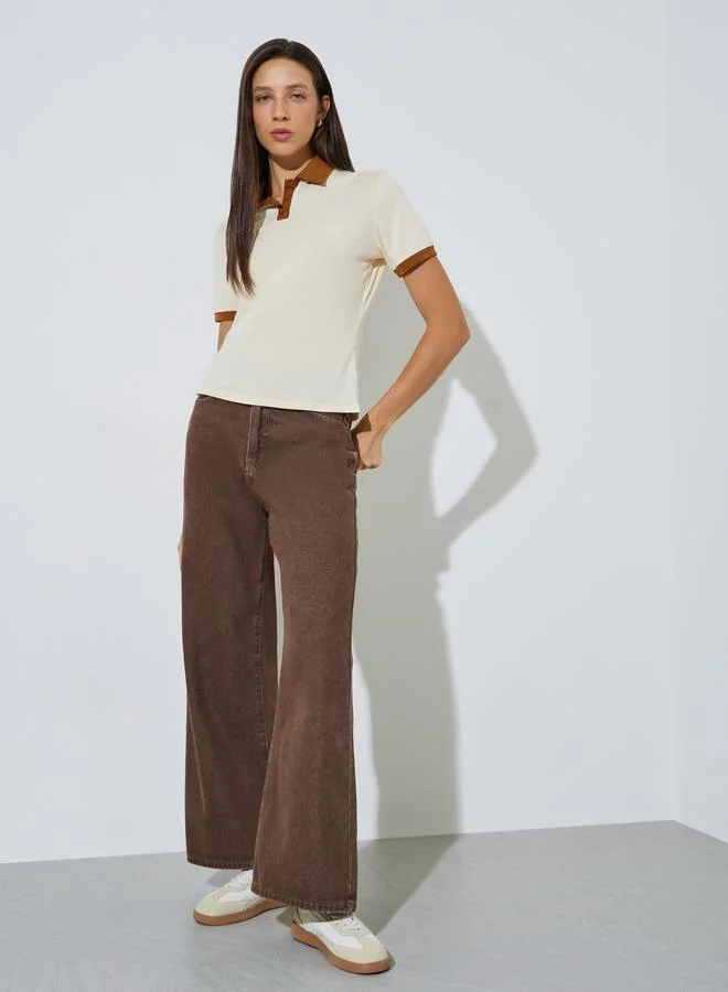 Styli Polo Neck Plain Regular T-Shirt