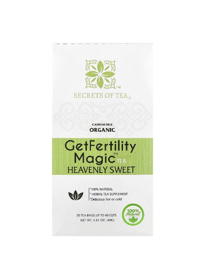 Secrets of Tea, Organic GetFertility Magic™ Tea, Heavenly Sweet, Caffeine Free, 20 Tea Bags, 1.41 oz (40 g) - Image 1