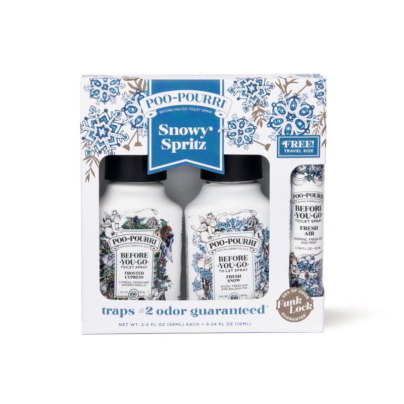 Poo-Pourri PooPourri Toilet Spray Snowy Spritz Holiday Value Set 3 Pack includes 2 PooPourri 2 Oz 10mL Gift Set