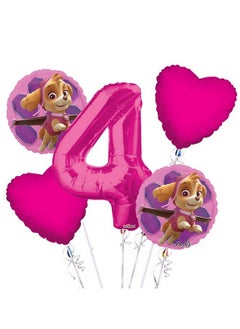 Viva Party Paw Patrol Girl Balloon Bouquet 4Th Birthday 5 Pcs Party Supplies  - Image 1