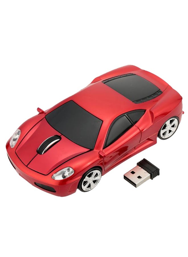 NIBEMINENT Car Shaped Wireless Optical Mouse With Receiver Red/Black/Silver  - Image 1