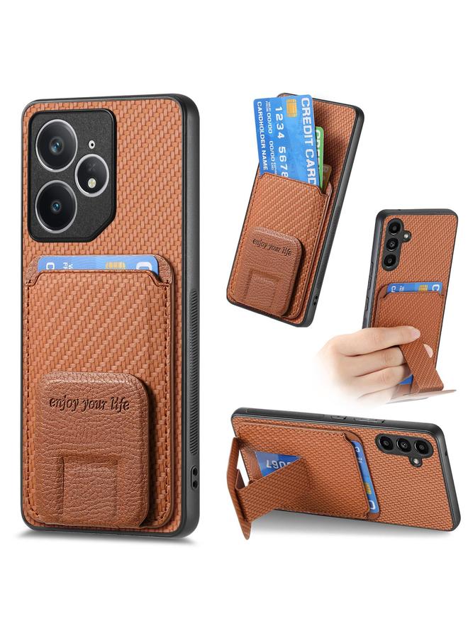 S-TOP Case For Realme Neo7 Carbon Fiber Card Bag Fold Stand Phone Case - Image 1