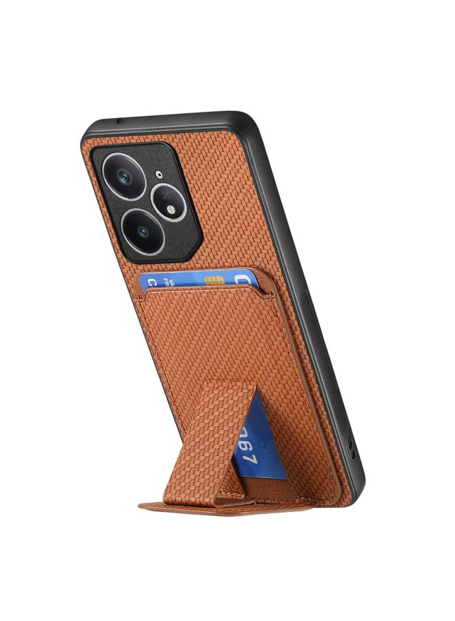 S-TOP Case For Realme Neo7 Carbon Fiber Card Bag Fold Stand Phone Case - Image 3