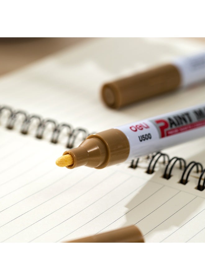 ديلي قلم تحديد معدني Deli EU500-GD بسن دائري ذهبي – قلم حبر أكريليك للرسم، الأشغال اليدوية، والمشاريع الإبداعية – علبة ألوان تحتوي على 12 قطعة. - Image 5