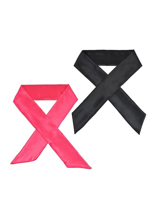 يتبيت شريط قبضة الشعر المستعار وشاح من الساتان الناعم عصابات رأس عصرية لباروكات الدانتيل الأمامية لتثبيت المكياج الرياضي واليوغا والوجه (قطعتان، أسود + وردي) - Image 5