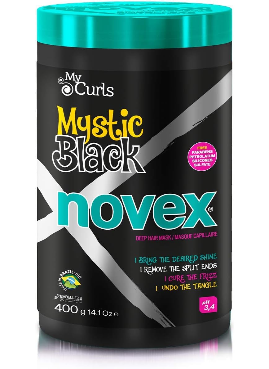 NOVEX NOVEX Mystic Black Deep Conditioning Mask  Baobab Oil Protects Adds Moisture Controls Frizz Enhances Shine  Rich in Vitamin A C D and E  Omega 3 6 and 9 400g141 OZ 