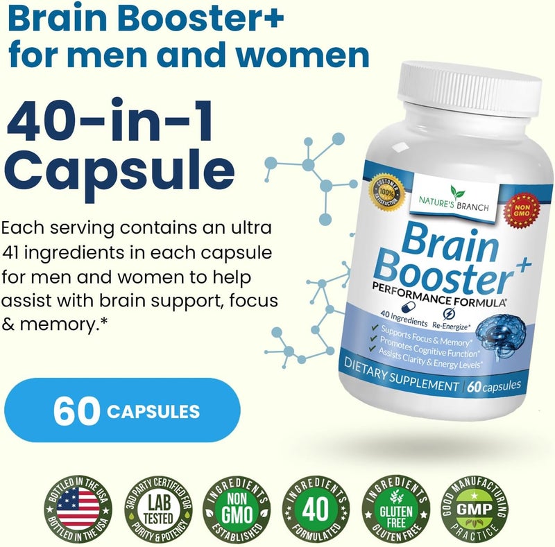 Nature's Branch 40-in-1 Brain Booster Supplement For Focus, Memory, Clarity, Energy - Image 2