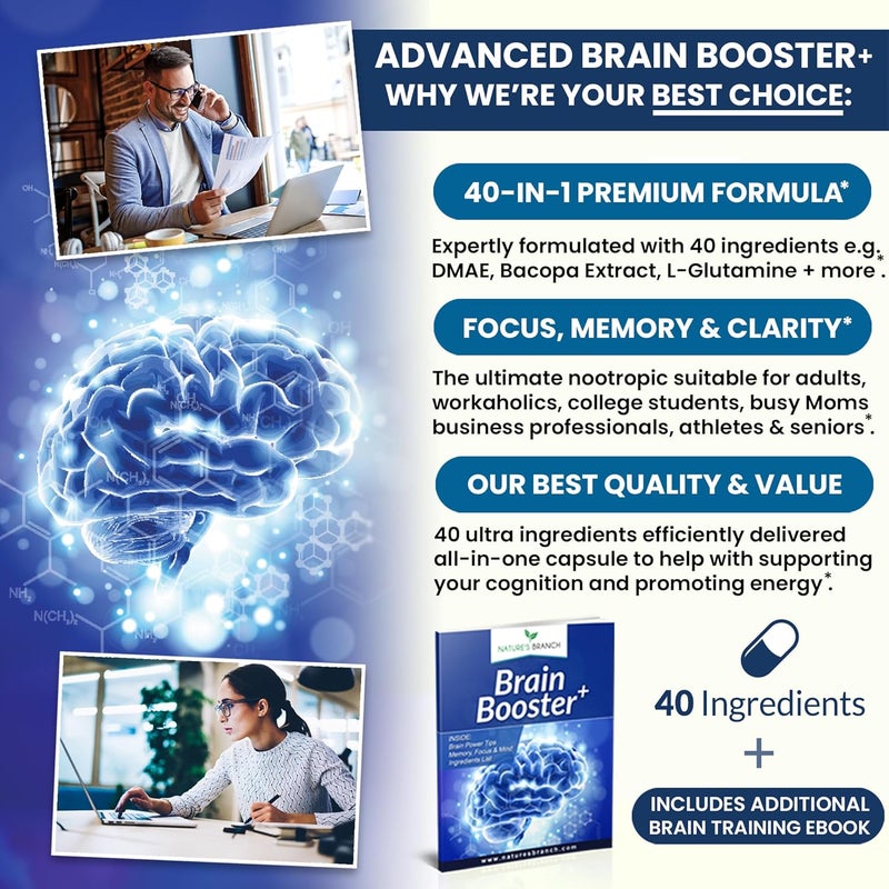 Nature's Branch 40-in-1 Brain Booster Supplement For Focus, Memory, Clarity, Energy - Image 3