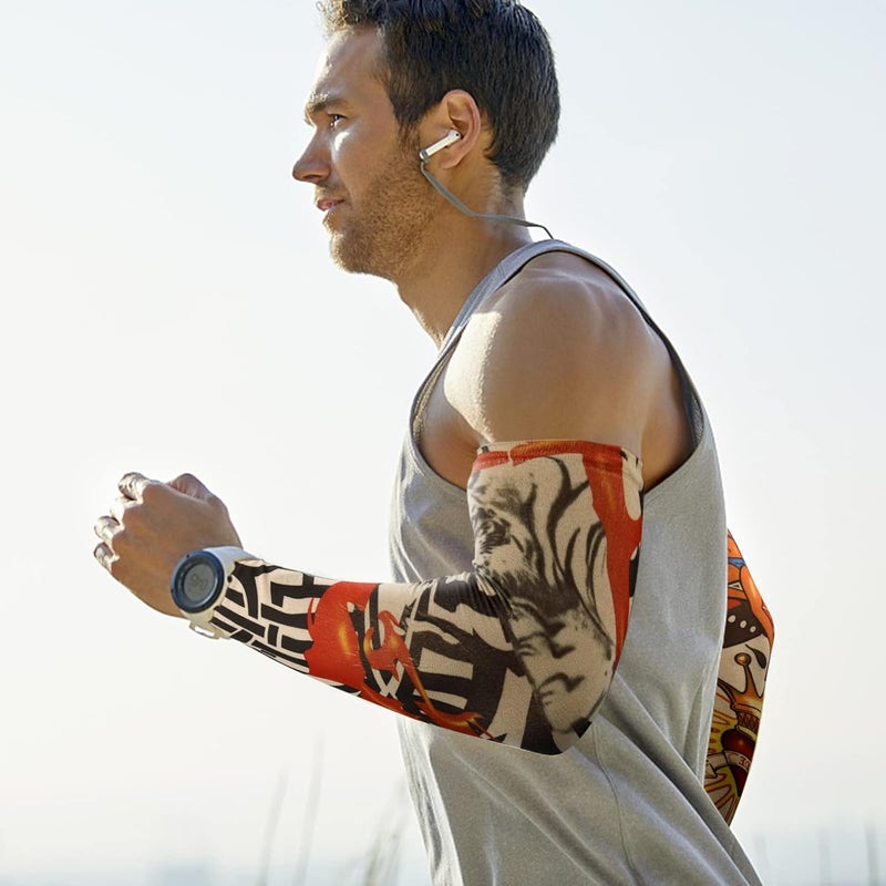 YARIEW Tattoo Sleeves for Men, 6Pcs Arm Sleeves Fake Tattoos Sleeves to Cover Arms Sun Protection Sleeves Tattoo Sleeve Covers Temporary Tattoo Sleeves for Men and Women (Set 5) - Image 5