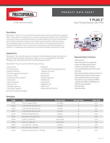 Rectorseal 23710 1-3/4-Ounce Tube T Plus Pipe Thread Sealant , White - Image 4