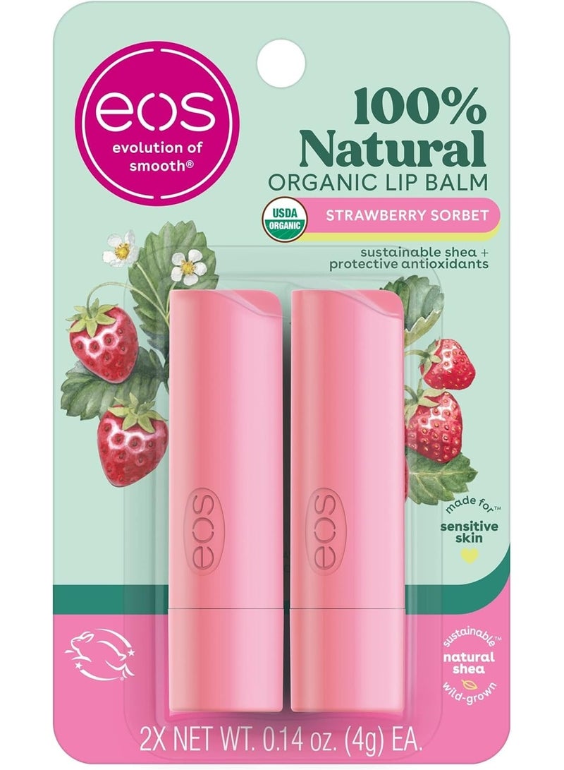 Eos USDA Organic Strawberry Sorbet Lip Balm 2-Pack 4 g - Image 1